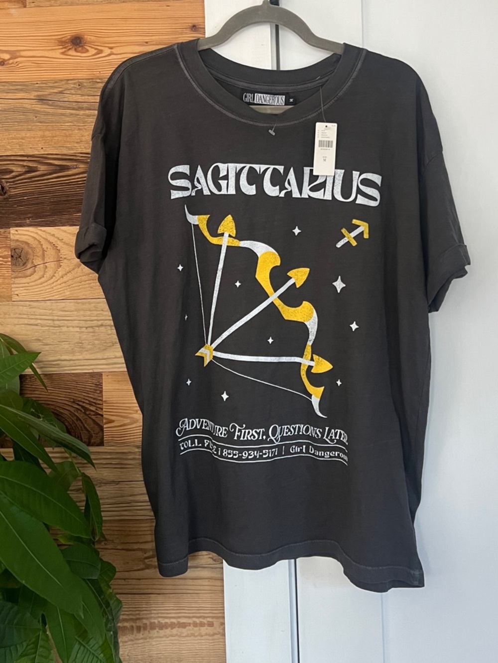 NWT Anthropologie Girl Dangerous Zodiac Sagittarius  Oversized Graphic Tee Med
